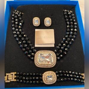 Heidi Daus Tailored to Please Set Black Necklace Bracelet and Earrings